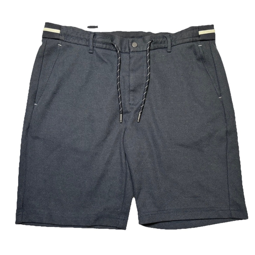Zara Navy Textured Knit Shorts Drawstring Casual‎ Lounge Mens Large L Boho Relax